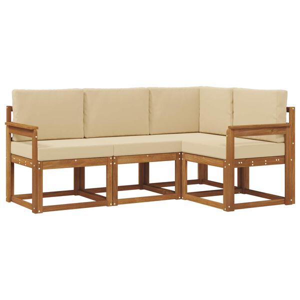 vidaXL Set vanjskih sofa s jastukom 4 pcs Prirodna i bež