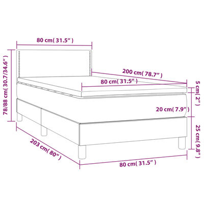 vidaXL Box spring krevet s madracem tamnozeleni 80 x 200 cm baršunasti