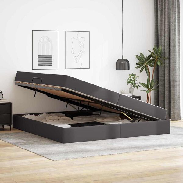 vidaXL Krevet s madracem i skladi&scaron;tem s madracem 2 pcs Siva Koža