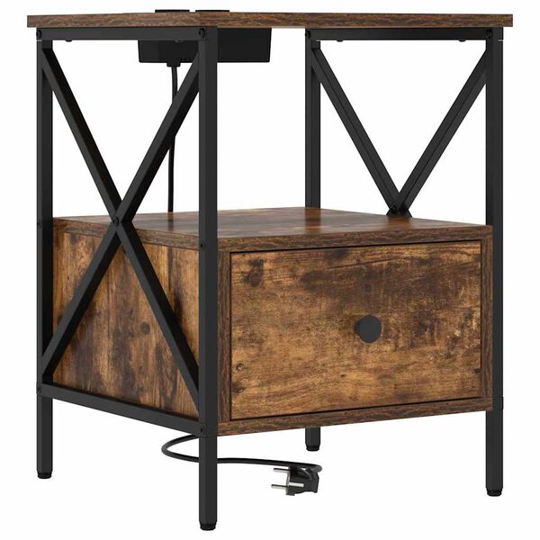 vidaXL Noćni ormar s ladicama Dimljeni hrast 41,5 x 40,5 x 55 cm