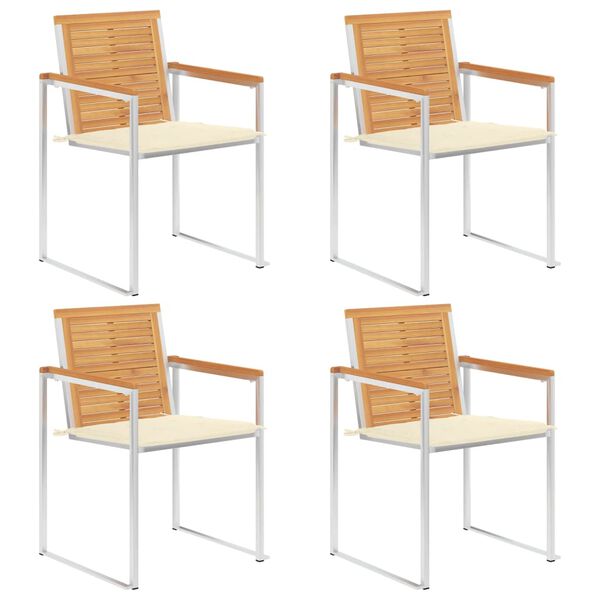 vidaXL Vrtne stolice s jastucima 4 kom od masivne tikovine