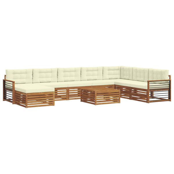 vidaXL Setovi sofa 9 pcs Prirodna i krem Čvrsto drvo akacije