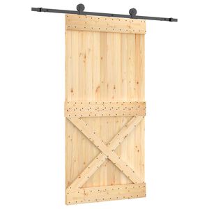 vidaXL Klizna vrata 100 x 210 cm Čvrsta borovina (neobrađena)