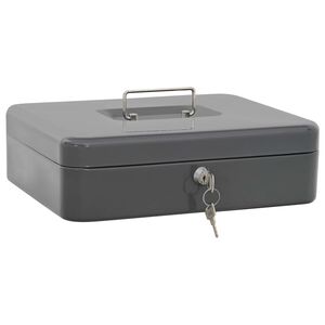 vidaXL Kutija za novac s zaključavanjem Tamnosiva 30 x 24 x 9 cm Čelik