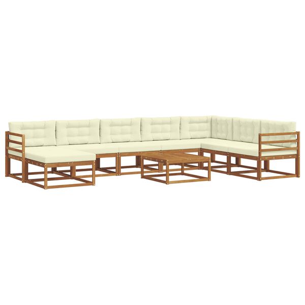 vidaXL Set vanjskih sofa s jastukom 9 pcs Prirodna i krem
