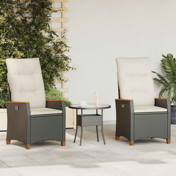 vidaXL Ležaljka u vrtu Crna i Krema 64 x 57,5 x 112 cm poliratan