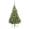 vidaXL Umjetno predsvijetljeno božićno drvce Zelena 210 cm PVC