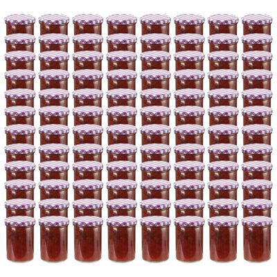 vidaXL Staklenke za džem s bijelo-ljubičastim poklopcima 96 kom 400 ml
