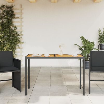 vidaXL Vrtni stol s pločom od drva bagrema crni 115x54x74 cm poliratan