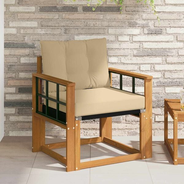 vidaXL Vanjski kauč Čvrsto drvo akacije i Textilene Prirodna