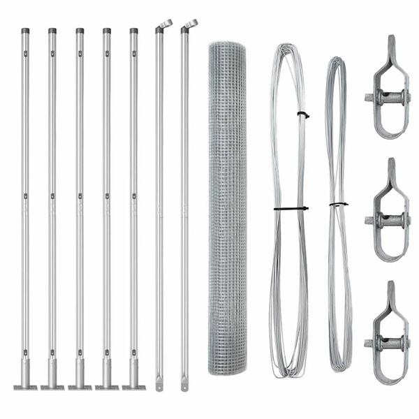 vidaXL Stup za ogradu Srebrno 10 x 1,2 m (12 x 12 mm mreža) Čelik