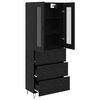 vidaXL Highboard Crni hrast 69,5 x 34 x 180 cm Konstruirano drvo