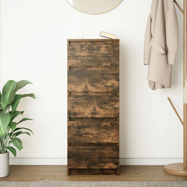 vidaXL Komoda s ladicama dimljeni hrast 37,5x35x99cm konstruirano drvo