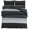 vidaXL Set navlaka za poplun crne pruge 140x200 cm pamuk