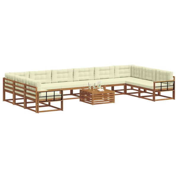 vidaXL Set vanjskih sofa s jastukom 11 pcs Prirodna i krem