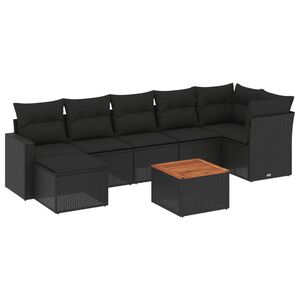 vidaXL 8-dijelni set vrtnih sofa od poliratana s jastucima crni