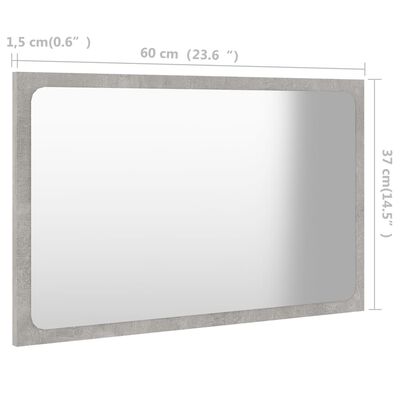vidaXL Kupaonsko ogledalo boja betona 60x1,5x37 cm konstruirano drvo