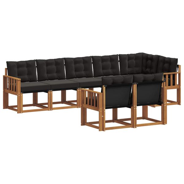 vidaXL Set vanjskih sofa s jastukom 8 pcs Prirodna i crna