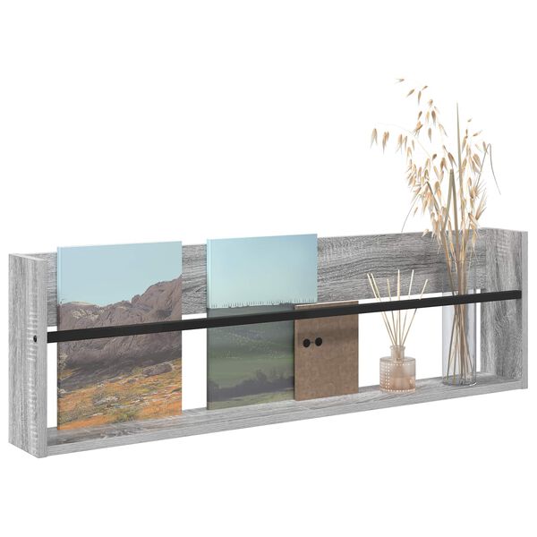 vidaXL Polica za časopise s policom Zidne Siva Sonoma 100 x 12 x 30 cm