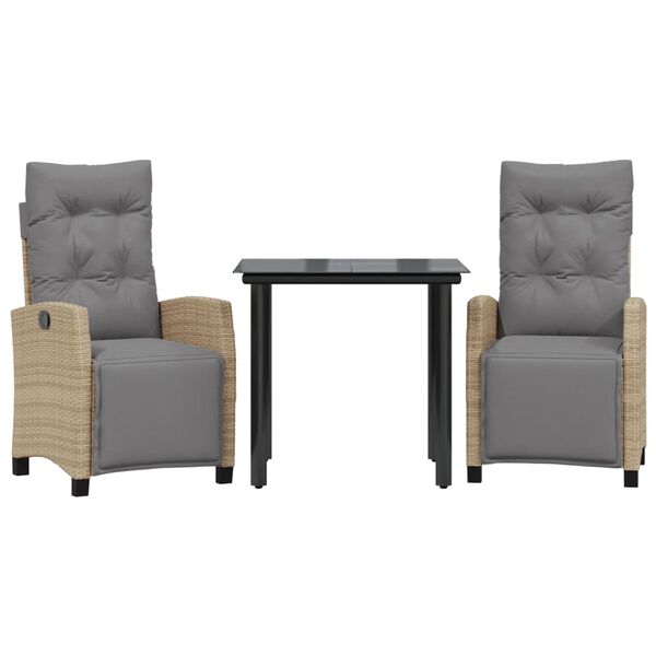 vidaXL 3-dijelni vrtni blagovaonski set od poliratana s jastucima bež