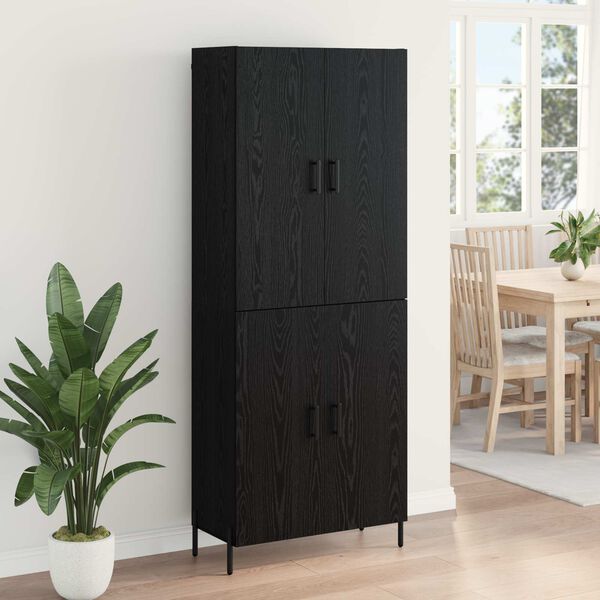 vidaXL Highboard Zidne Crni hrast 69,5 x 34 x 180 cm Konstruirano drvo