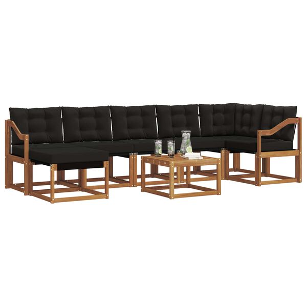 vidaXL Set vanjskih sofa s jastukom 8 pcs Prirodna i crna