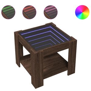 vidaXL Stolić za kavu LED smeđa boja hrasta 53x53x45 cm drveni