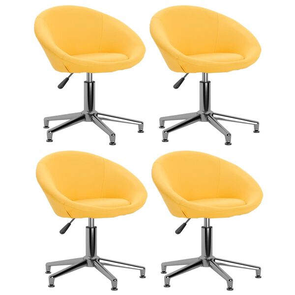 vidaXL Okretne blagovaonske stolice 4 kom žute od tkanine