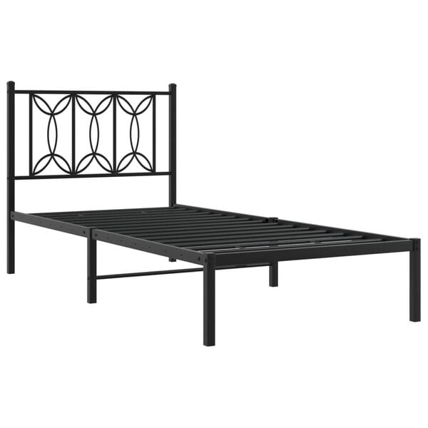 vidaXL Metalni okvir za krevet s uzglavljem crni 90x190 cm