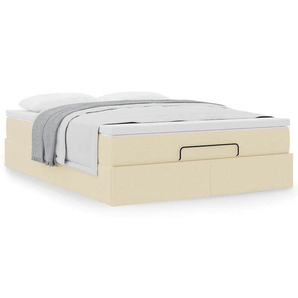 vidaXL Otomanski krevet s madracem krem 140x200 cm tkanine