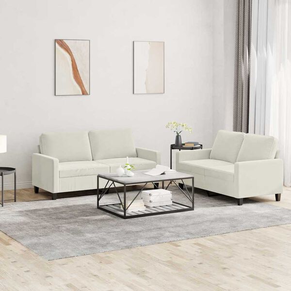 vidaXL 2-dijelni set sofa s jastucima krem baršunasti