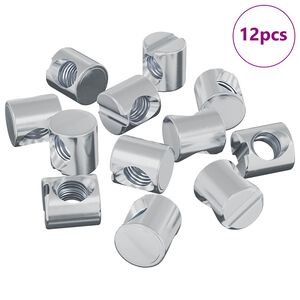 vidaXL Bačvaste matice 12 pcs Srebrno M6 x 12 mm Metal