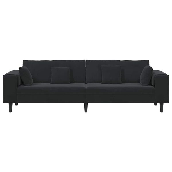 vidaXL Baršunasta sofa s jastukom Crna 208 cm Baršun