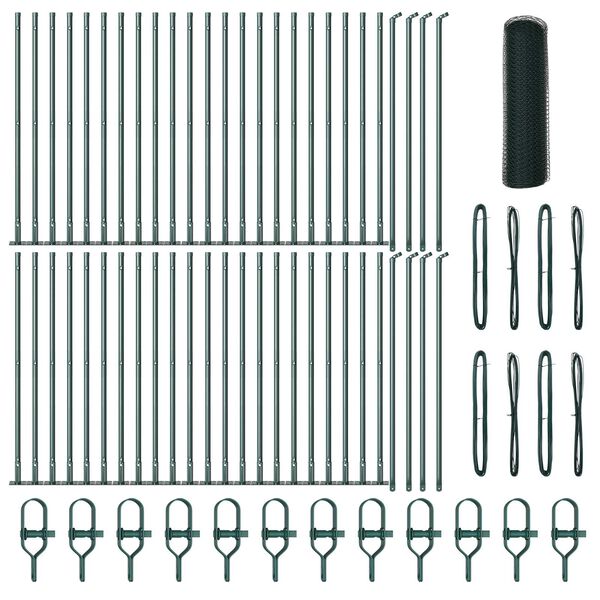 vidaXL Stup za ogradu Zelena 100 x 1 m (25 mm mreža) Čelik i PVC