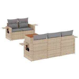 vidaXL 6-dijelni set vrtnih sofa s jastucima bež od poliratana