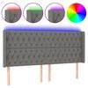 vidaXL LED uzglavlje tamnosivo 203 x 16 x 118/128 cm od tkanine