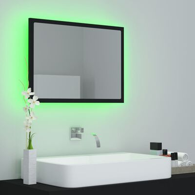 vidaXL LED kupaonsko ogledalo crno 60x8,5x37 cm akrilno
