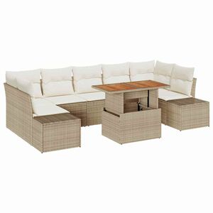 vidaXL Vrtni set za objed s jastukom 8 pcs Bež i krema