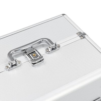 vidaXL Kovčeg za šminku 22 x 30 x 21 cm srebrni aluminijski
