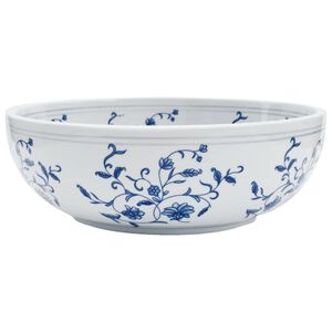 vidaXL Nadgradni umivaonik bijelo-plavi okrugli &Phi; 41 x 14 cm keramički