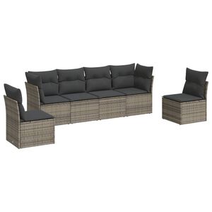 vidaXL 6-dijelni set vrtnih sofa od poliratana s jastucima sivi