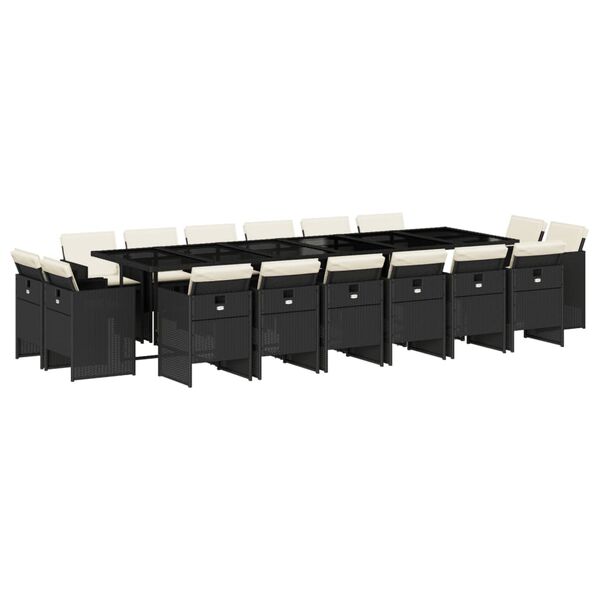 vidaXL 17-dijelni vrtni blagovaonski set s jastucima poliratan crni