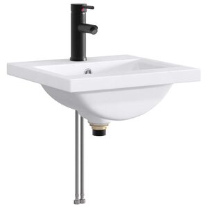 vidaXL Umivaonik s slavinom i odvodom Mat Crna 42 x 40 x 16,5 cm