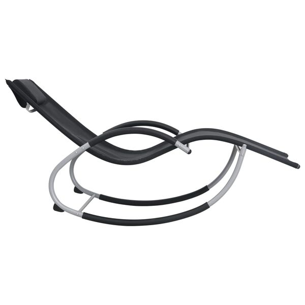 vidaXL Ležaljka za sunčanje s jastukom crna od tekstilena