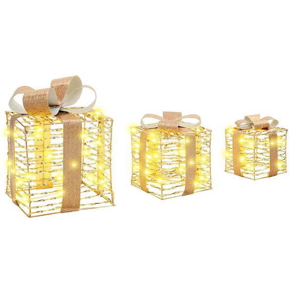 vidaXL Poklonska kutija 3 pcs Topla bijela 20 x 20 x 20 cm PET