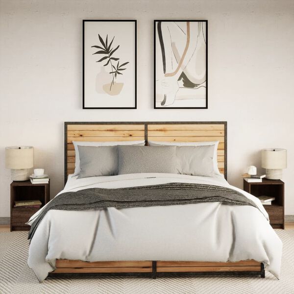 vidaXL Noćni ormarići s LED svjetlima 2 kom boja smeđeg hrasta