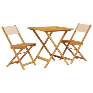 vidaXL 3-dijelni bistro set od tkanine i masivnog drva krem bež