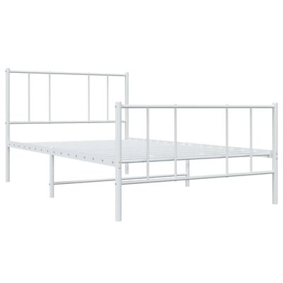 vidaXL Metalni okvir kreveta uzglavlje i podnožje bijeli 100x190 cm
