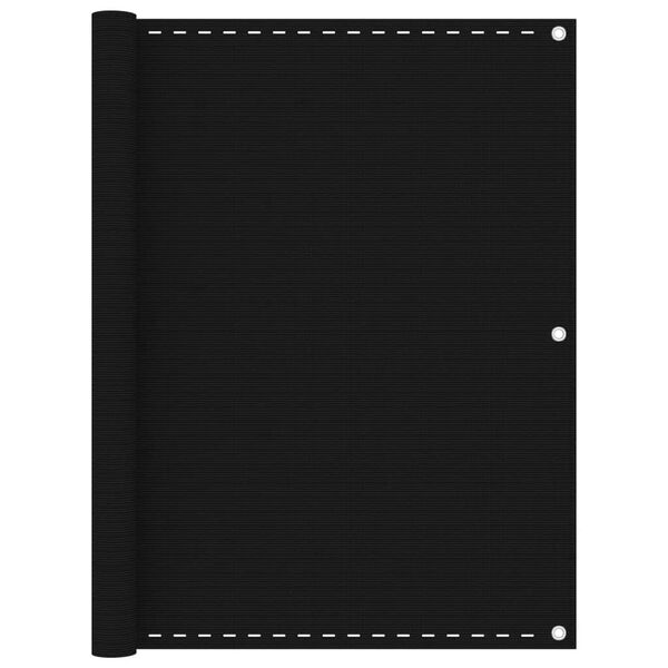 vidaXL Balkonski zastor crni 120 x 600 cm HDPE