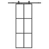 vidaXL Klizna vrata s priborom crna 76 x 205 cm od ESG stakla
